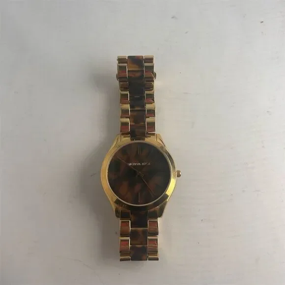 Michael Kors Women's Gold-Tone Tortoise Dial Luxury Watch - Picture 4 of 6